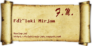 Füleki Mirjam névjegykártya